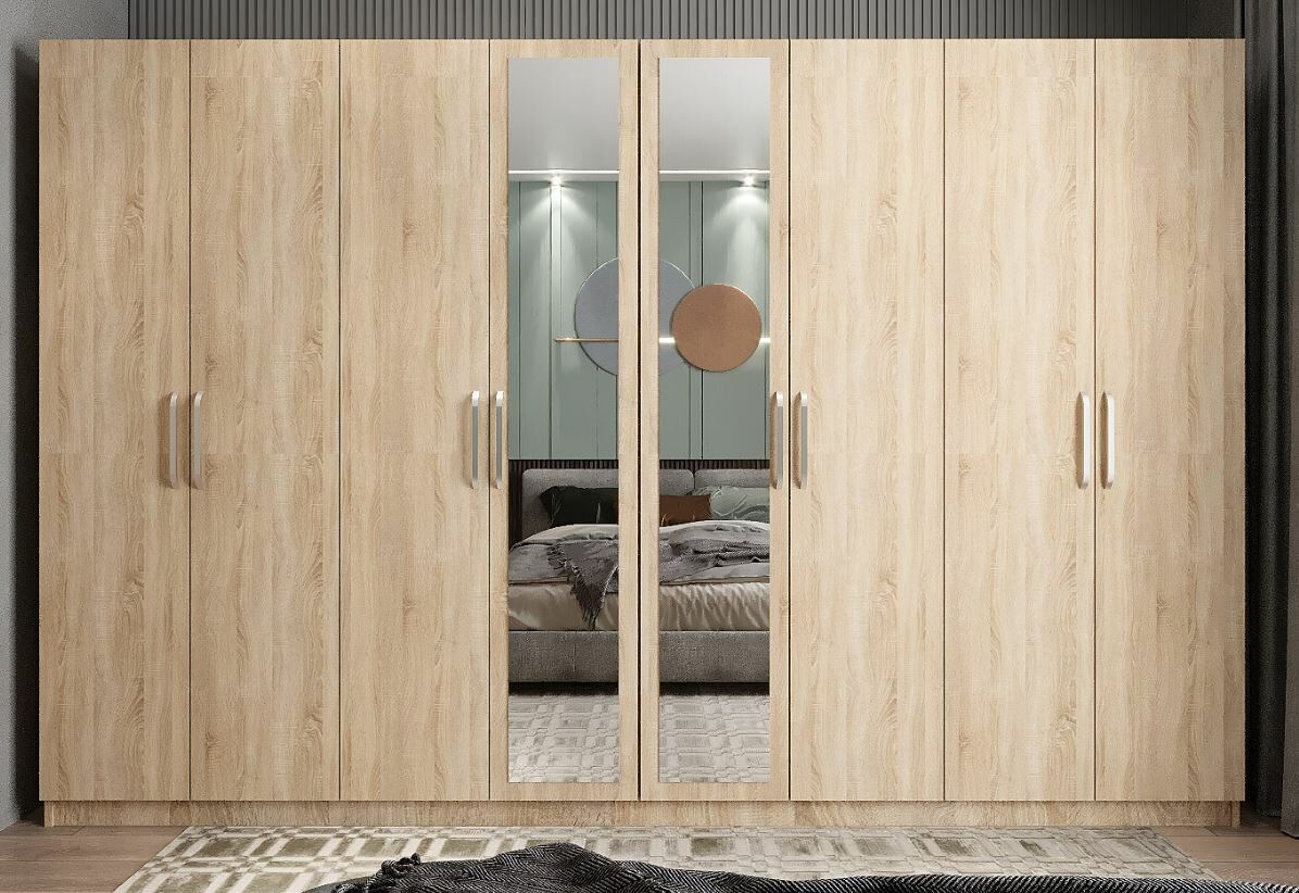 Padova 8 Kapaklı Dolap Gardırop Meşe - Ücretsiz Kurulum