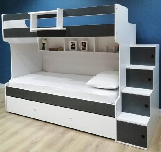 Napoli  Yavrulu Seyyar Merdivenli Ranza Montaj Dahil Antrasit Beyaz