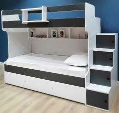 Napoli  Yavrulu Seyyar Merdivenli Ranza Montaj Dahil Antrasit Beyaz