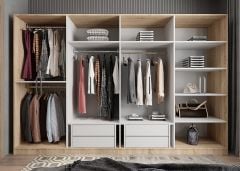 Padova 8 Kapaklı Dolap Gardırop Meşe Beyaz - Ücretsiz Kurulum