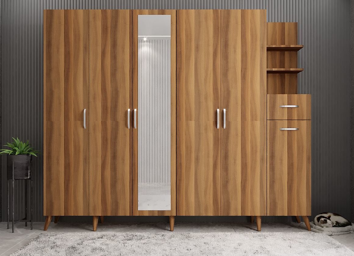 Açelya Portmanto Vestiyer Ceviz - Ücretsiz Kurulum M7