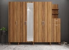 Açelya Portmanto Vestiyer Ceviz - Ücretsiz Kurulum M7