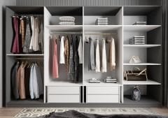 Padova 8 Kapaklı Dolap Gardırop Füme Beyaz - Ücretsiz Kurulum