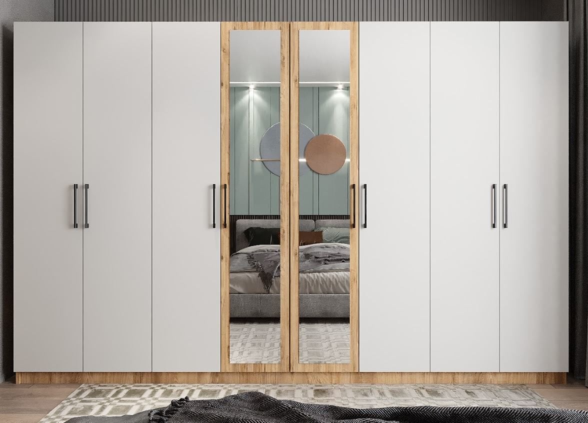 Padova 8 Kapaklı Dolap Gardırop Çam Beyaz - Ücretsiz Kurulum