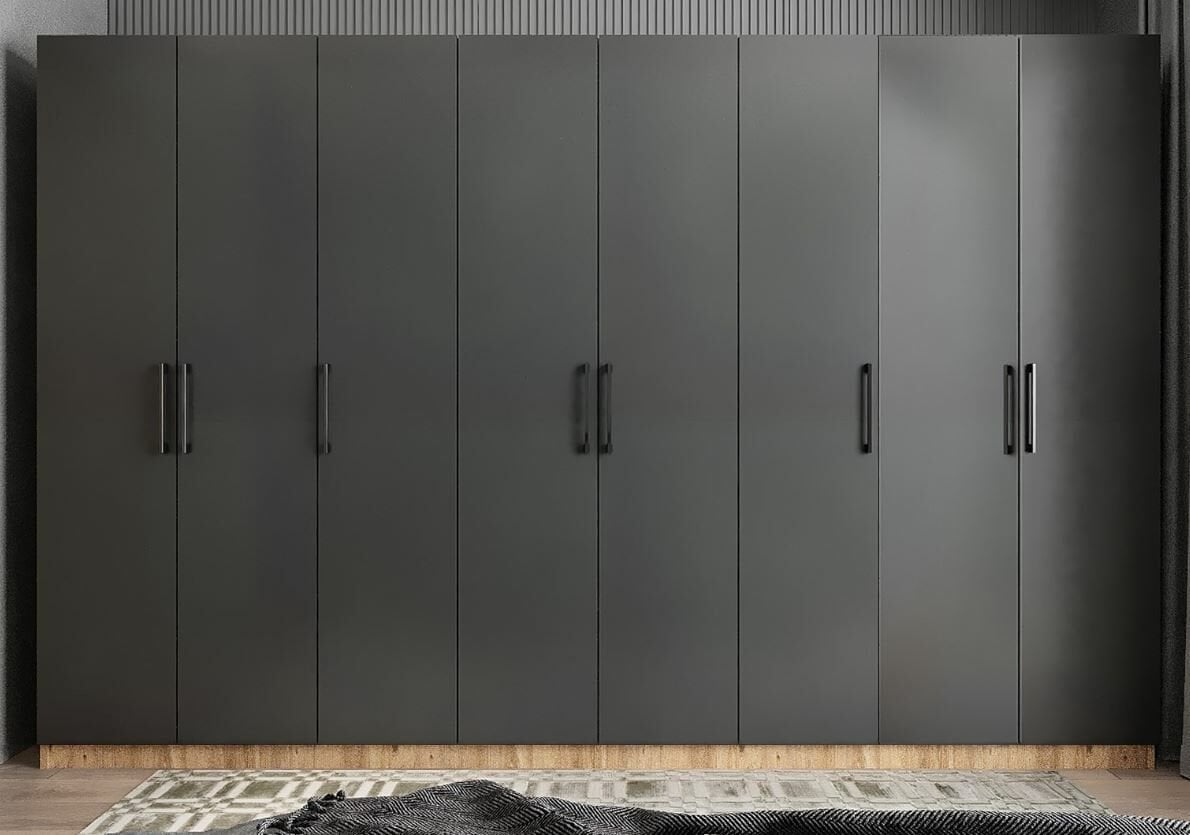 Solo 8 Kapaklı Dolap Gardırop Çam Füme- Ücretsiz Kurulum