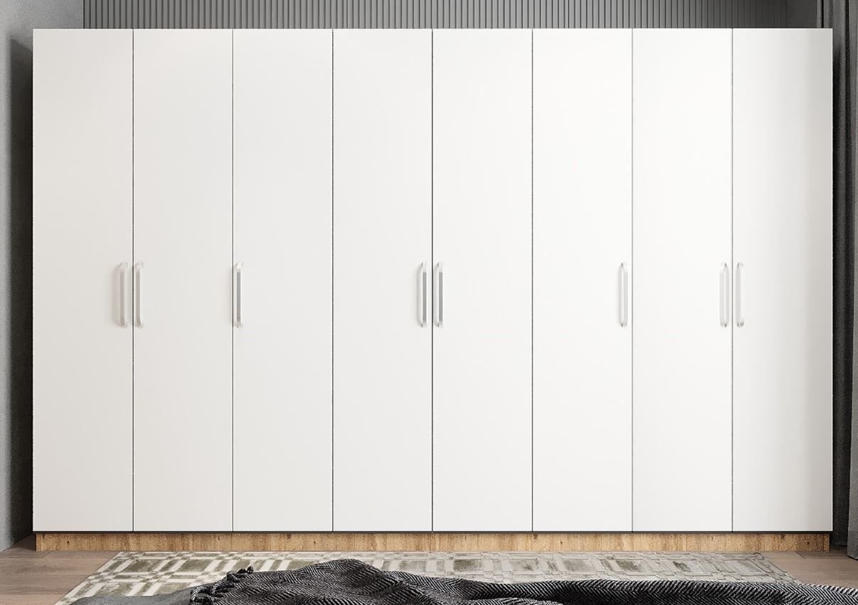 Solo 8 Kapaklı Dolap Gardırop Çam Beyaz- Ücretsiz Kurulum