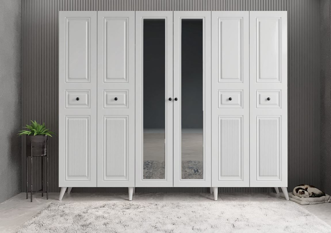 Meridyen Membran 6 Kapaklı Portmanto Vestiyer Montaj Dahil - Beyaz