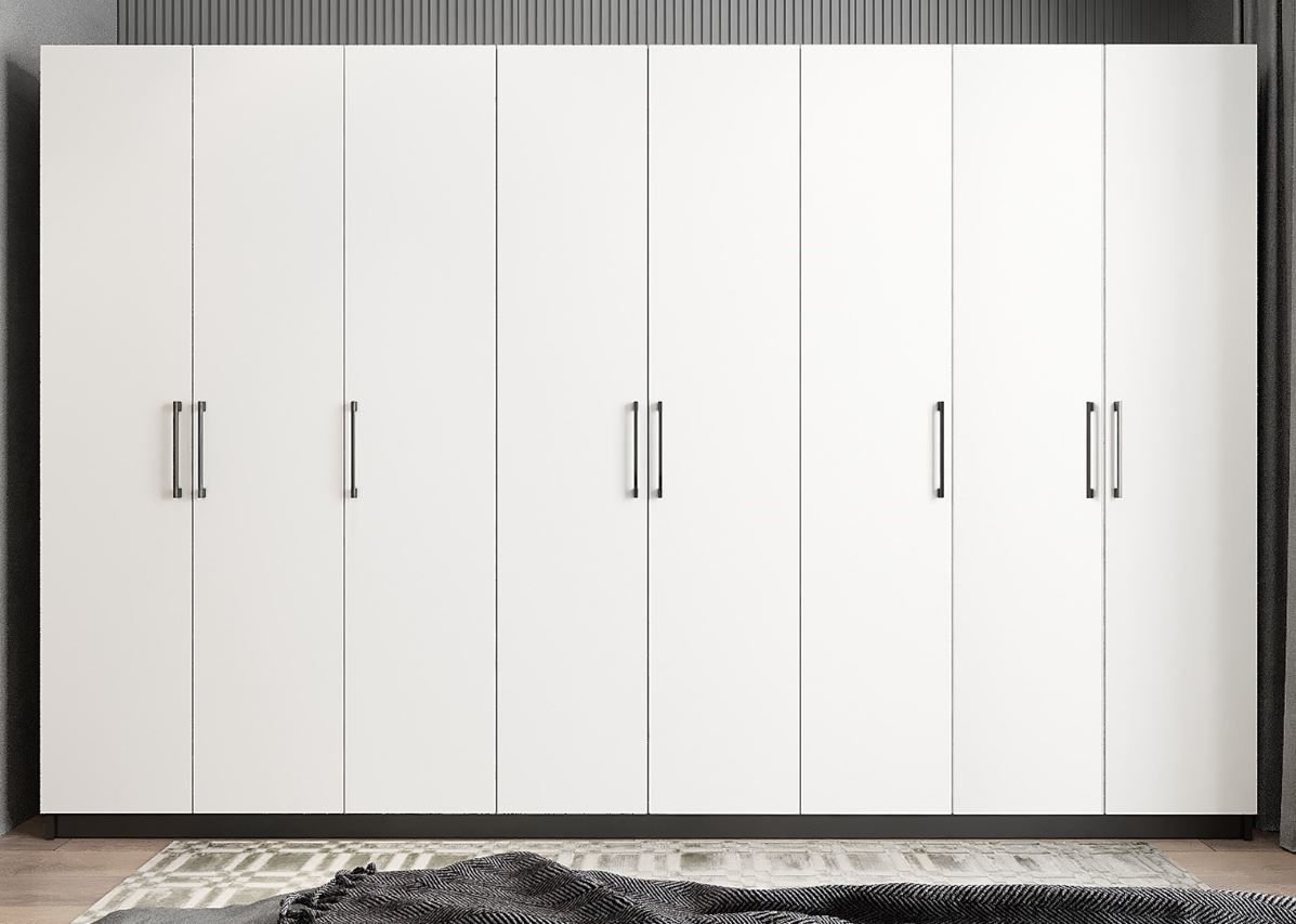 Solo 8 Kapaklı Dolap Gardırop Füme Beyaz- Ücretsiz Kurulum
