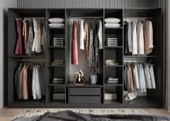 Solo 8 Kapaklı Dolap Gardırop Füme Beyaz- Ücretsiz Kurulum