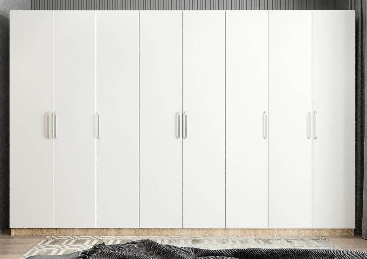 Solo 8 Kapaklı Dolap Gardırop Meşe Beyaz- Ücretsiz Kurulum