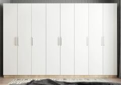 Solo 8 Kapaklı Dolap Gardırop Meşe Beyaz- Ücretsiz Kurulum