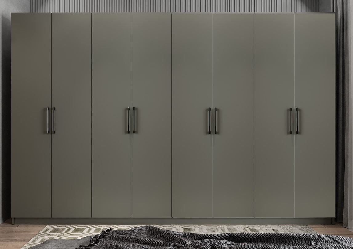 Bonn 8 Kapaklı Dolap Gardırop Füme - Ücretsiz Kurulum