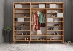 Meridyen Membran 6 Kapaklı Portmanto Vestiyer Montaj Dahil - Çam Beyaz