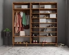 Dustin Membran 5 Kapaklı Portmanto Vestiyer Montaj Dahil - Ceviz Beyaz