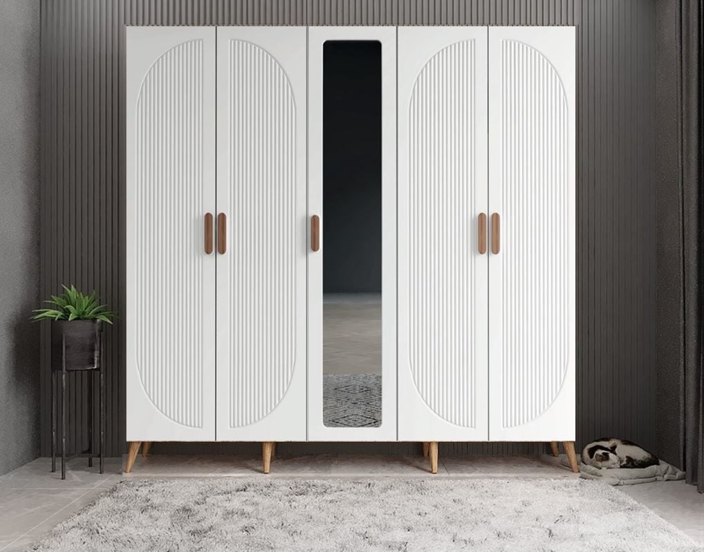 Dustin Membran 5 Kapaklı Portmanto Vestiyer Montaj Dahil - Çam Beyaz