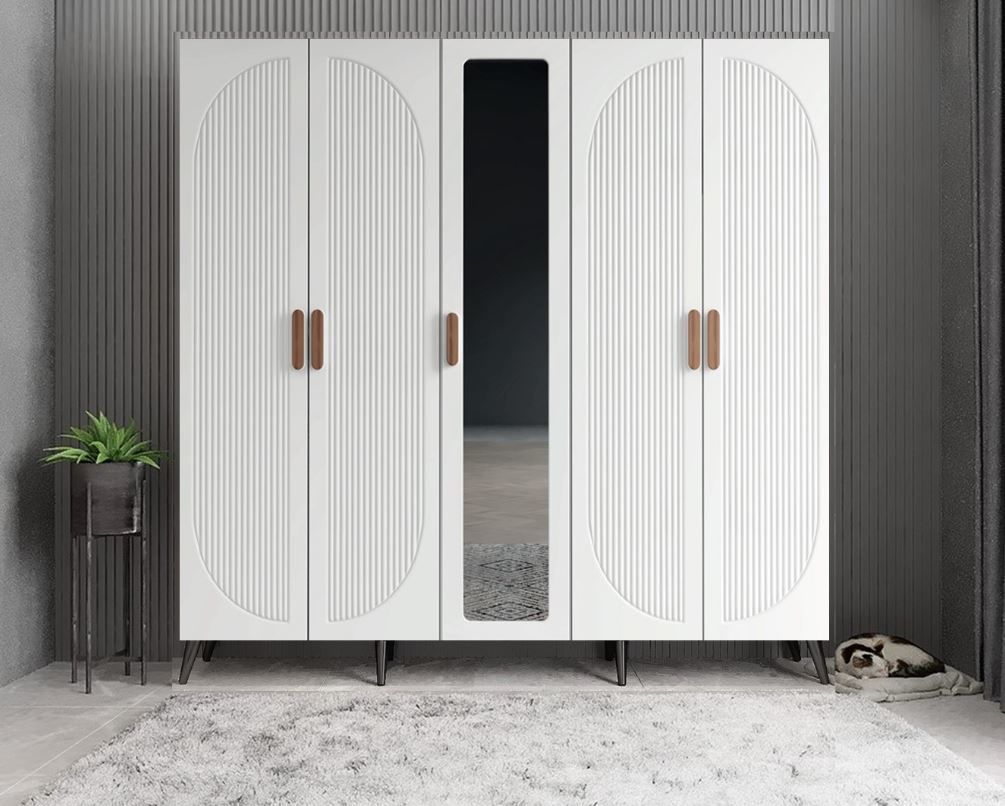 Dustin Membran 5 Kapaklı Portmanto Vestiyer Montaj Dahil - Füme Beyaz