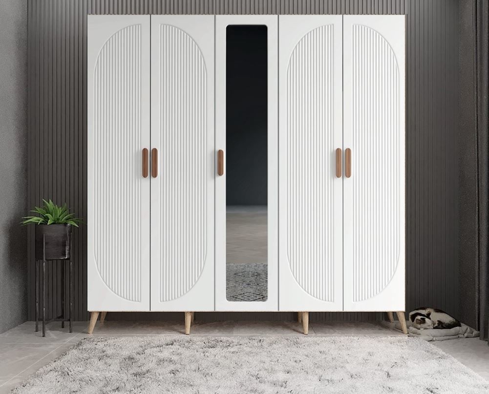 Dustin Membran 5 Kapaklı Portmanto Vestiyer Montaj Dahil - Meşe Beyaz