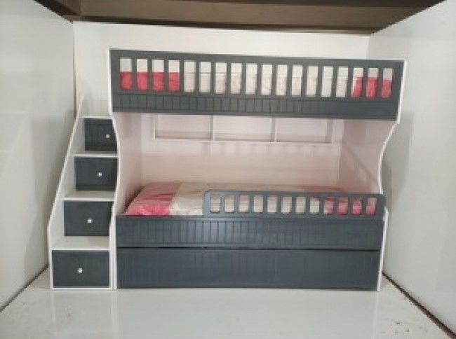 Lugo Tamamı Mdf Lake Boyalı Yavrulu 3 lü Ranza AB Ücretsiz Kurulum