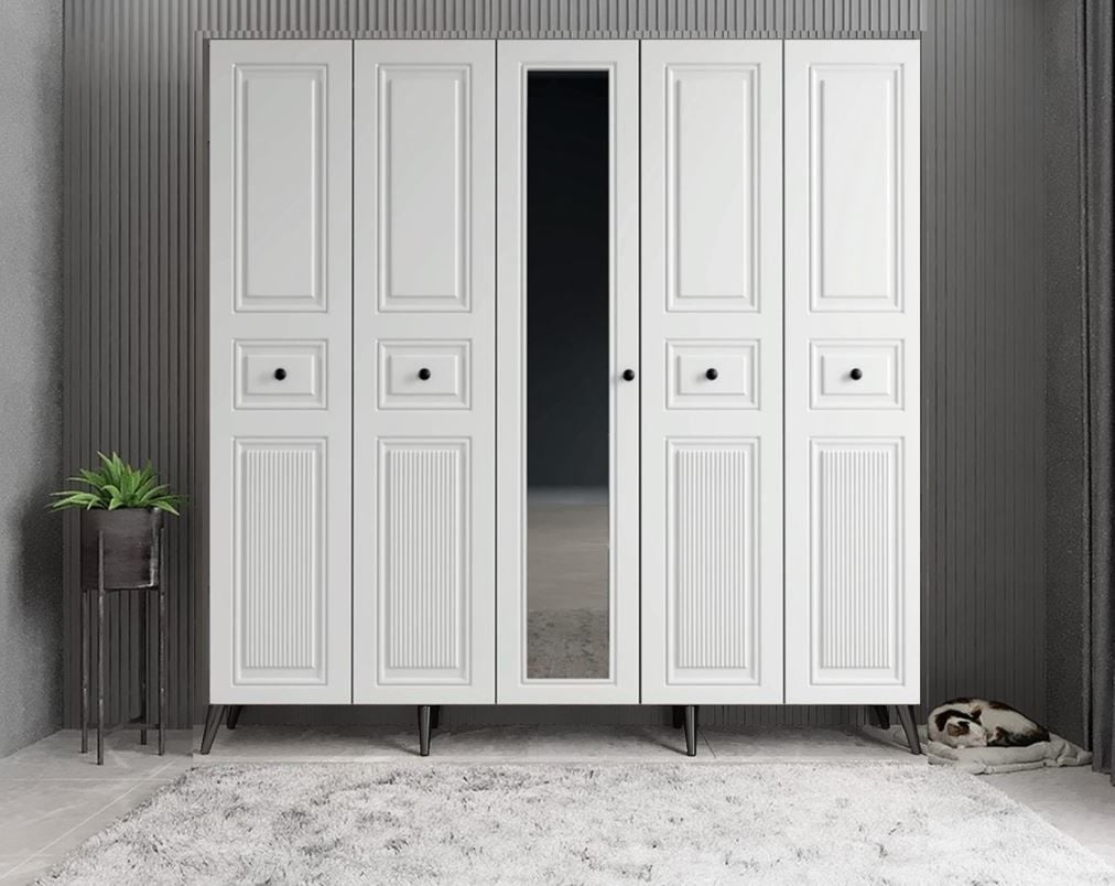 Sofya Membran 5 Kapaklı Portmanto Vestiyer Montaj Dahil - Füme Beyaz