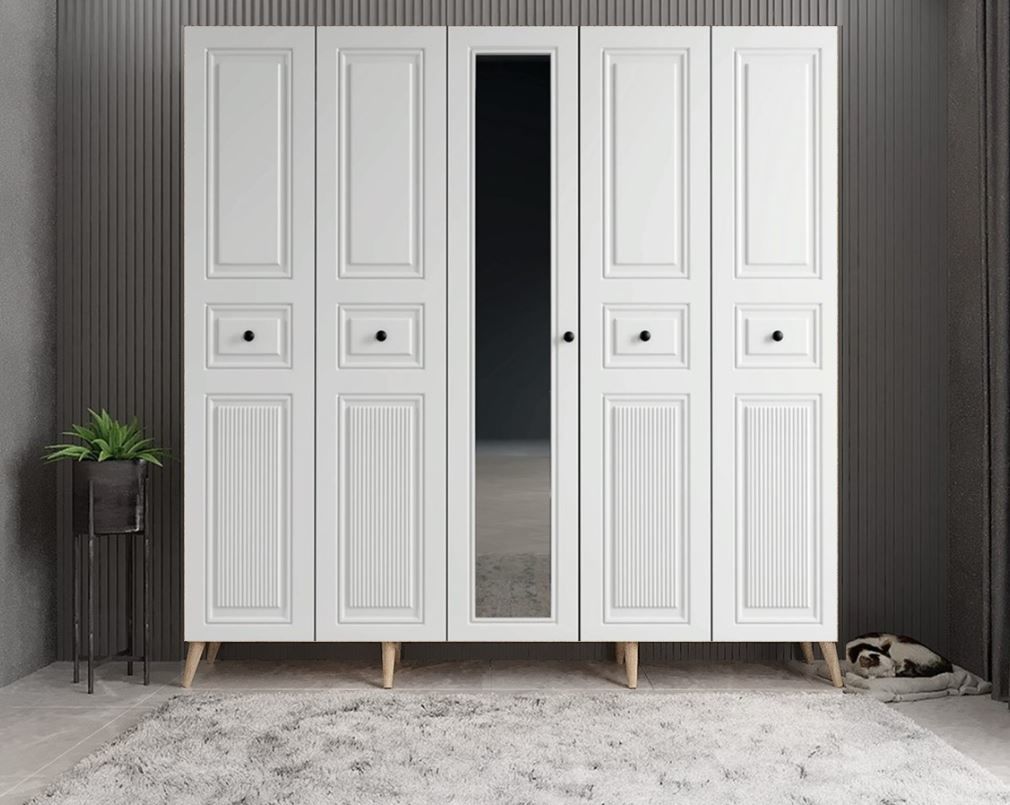 Sofya Membran 5 Kapaklı Portmanto Vestiyer Montaj Dahil - Meşe Beyaz