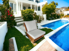 Nepal Bahçe Balkon Masif Kestane Ahşap Koltuk - 1 Adet Tekli Koltuk Krem