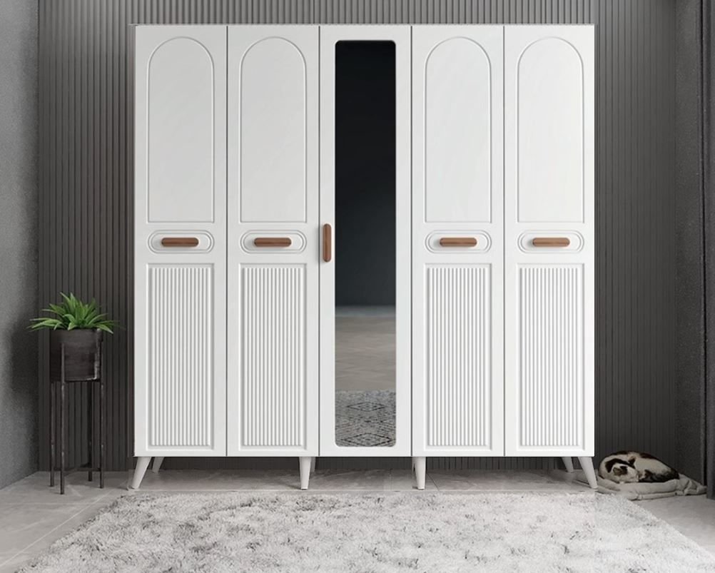 Violin Membran 5 Kapaklı Portmanto Vestiyer Montaj Dahil - Beyaz