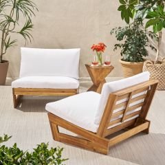 ConforLove Bahçe Kestane Ağacı - Balkon Yeni Tasarım Ahşap Koltuk 2+1+1+ Sehpa