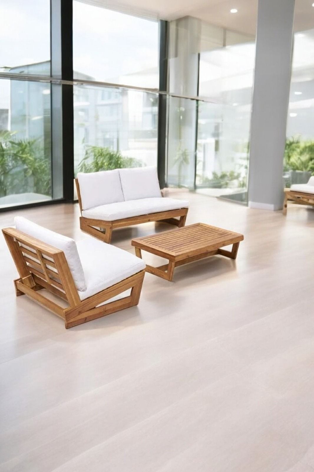 ConforLove Bahçe Kestane Ağacı - Balkon Yeni Tasarım Ahşap Koltuk 2+1+ Sehpa