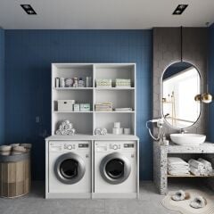 Maven Çamaşır Ve Kurutma Makinesi Dolabı Banyo Dolabı Beyaz- Ücretsiz Kurulum