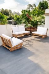 ConforLove Bahçe Kestane Ağacı - Balkon Yeni Tasarım Ahşap Koltuk 2+1+1