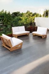 ConforLove Bahçe - Balkon Yeni Tasarım Ahşap Koltuk 2+1+1