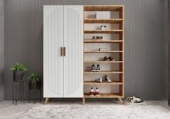 Koza Membran 4 Kapaklı Portmanto Vestiyer Montaj Dahil - Çam Beyaz