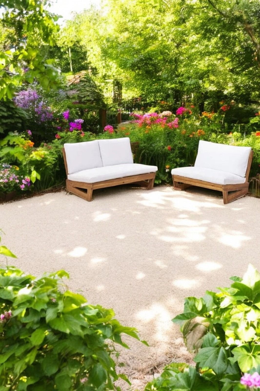 ConforLove Bahçe Kestane Ağacı - Balkon Yeni Tasarım Ahşap Koltuk 2+1