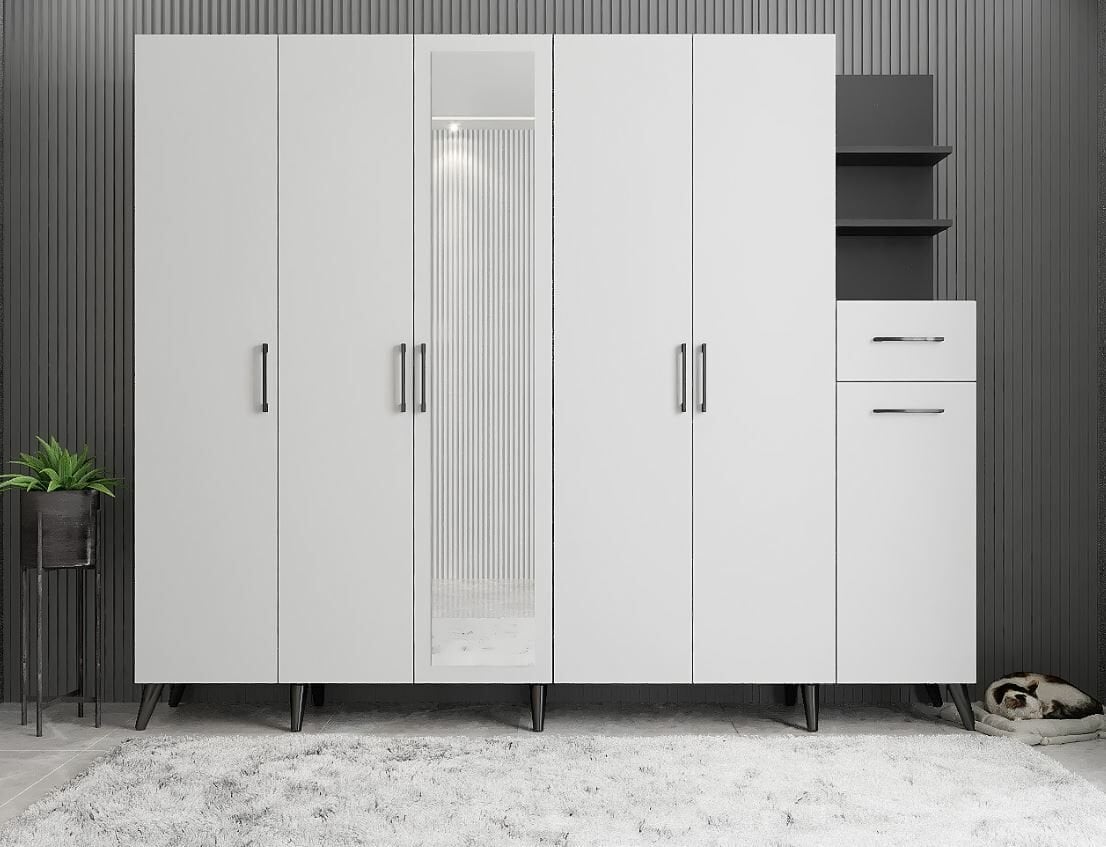 Açelya Portmanto Vestiyer Füme Beyaz - Ücretsiz Kurulum M7