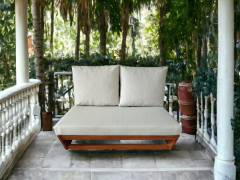 Nepal Bahçe Balkon Masif Kestane Ahşap Koltuk Takımı - 1 Adet Ikili 1 Adet Tekli ve Orta Sehpa Krem