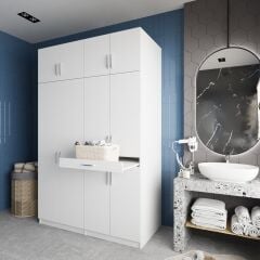 Megan Çamaşır Ve Kurutma Makinesi Dolabı Banyo Dolabı Beyaz- Ücretsiz Kurulum