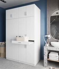 Megan Çamaşır Ve Kurutma Makinesi Dolabı Banyo Dolabı Beyaz- Ücretsiz Kurulum