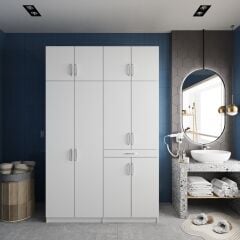 Megan Çamaşır Ve Kurutma Makinesi Dolabı Banyo Dolabı Beyaz- Ücretsiz Kurulum