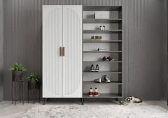 Koza Membran 4 Kapaklı Portmanto Vestiyer Montaj Dahil - Füme Beyaz