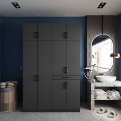 Megan Çamaşır Ve Kurutma Makinesi Dolabı Banyo Dolabı Füme - Ücretsiz Kurulum