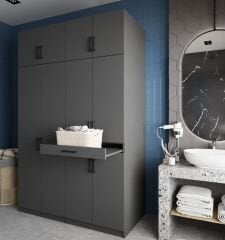 Megan Çamaşır Ve Kurutma Makinesi Dolabı Banyo Dolabı Füme - Ücretsiz Kurulum