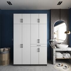 Megan Çamaşır Ve Kurutma Makinesi Dolabı Banyo Dolabı Füme Beyaz - Ücretsiz Kurulum