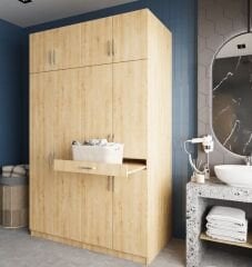 Megan Çamaşır Ve Kurutma Makinesi Dolabı Banyo Dolabı Meşe - Ücretsiz Kurulum