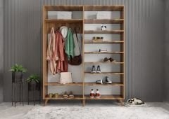 Zenon Membran 4 Kapaklı Portmanto Vestiyer Montaj Dahil - Ceviz Beyaz