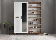 Zenon Membran 4 Kapaklı Portmanto Vestiyer Montaj Dahil - Ceviz Beyaz