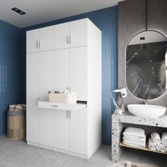 Modena Çamaşır Ve Kurutma Makinesi Dolabı Banyo Dolabı Beyaz- Ücretsiz Kurulum