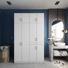 Modena Çamaşır Ve Kurutma Makinesi Dolabı Banyo Dolabı Beyaz- Ücretsiz Kurulum