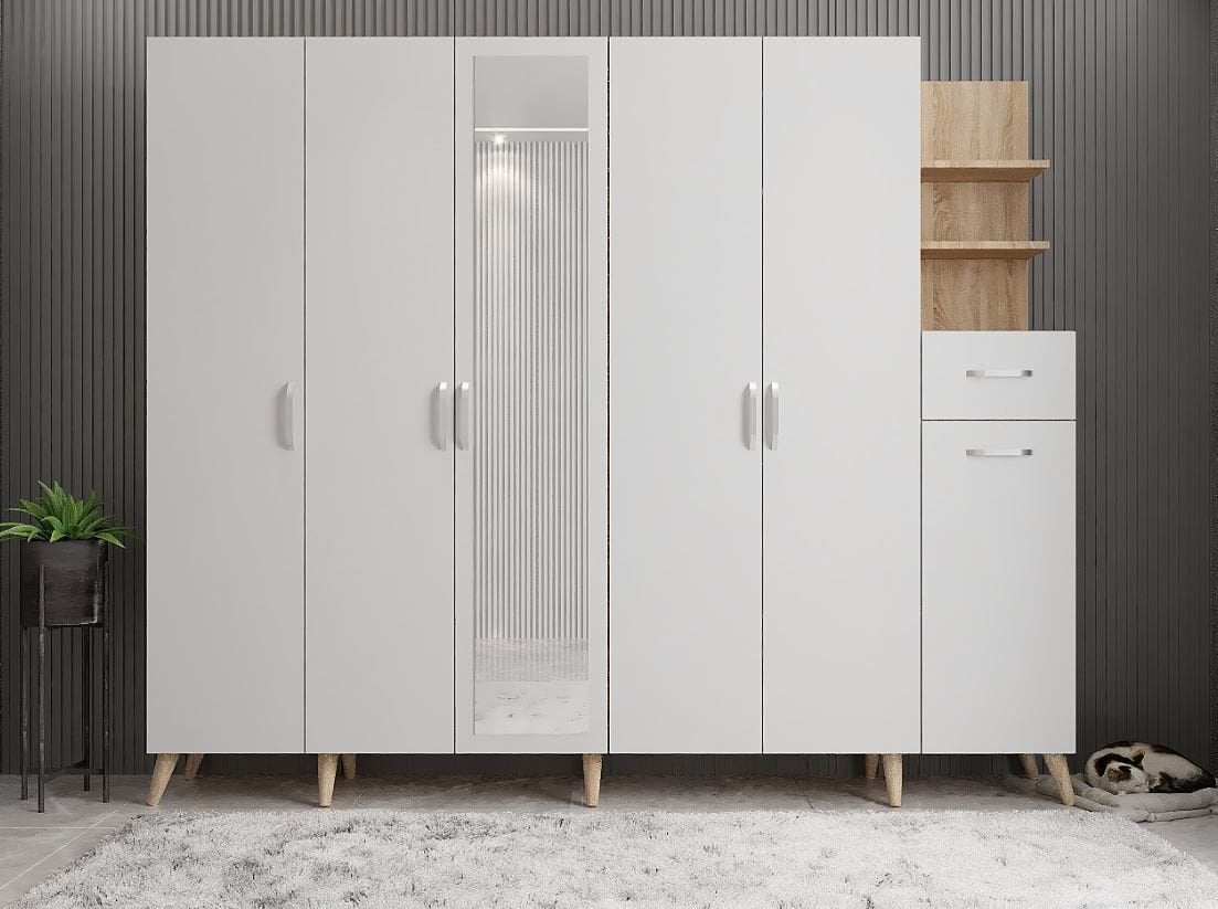 Açelya Portmanto Vestiyer Meşe Beyaz- Ücretsiz Kurulum M7