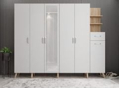 Açelya Portmanto Vestiyer Meşe Beyaz- Ücretsiz Kurulum M7