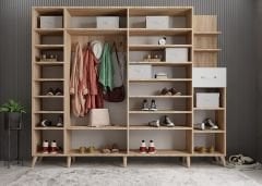 Açelya Portmanto Vestiyer Meşe Beyaz- Ücretsiz Kurulum M7